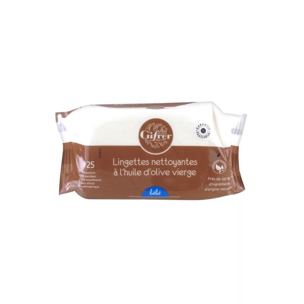GIFRER LINGETTES NETTOYANTS A L'HUILE D'OLIVE 70PC