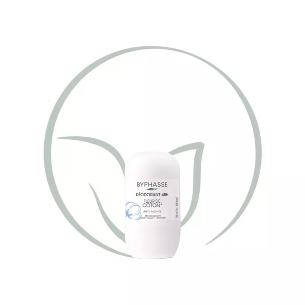 BYPHASSE DEODORANT ROLL ON ANTI TACHES FLEUR DE COTON 50ML