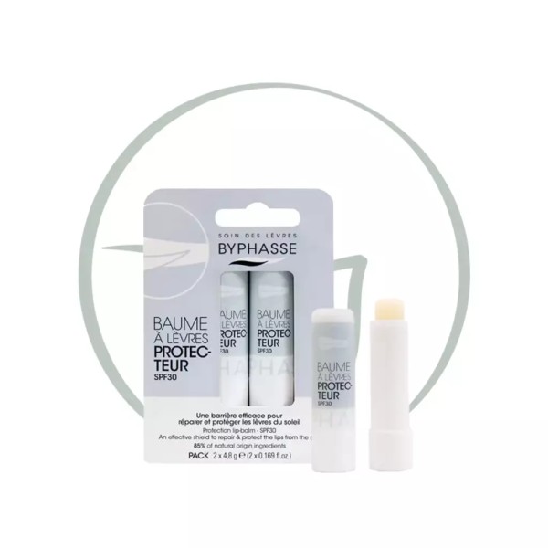 BYPHASSE BAUME LÈVRES HYDRATANT REPARE ET PROTEGE SPF 30 (2X4,8GR)