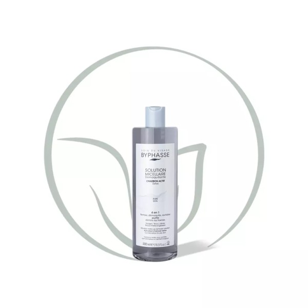 BYPHASSE SOLUTION MICELLAIRE DEMAQUILLANTE 4 EN 1 AU CHARBON ACTIF 500ML