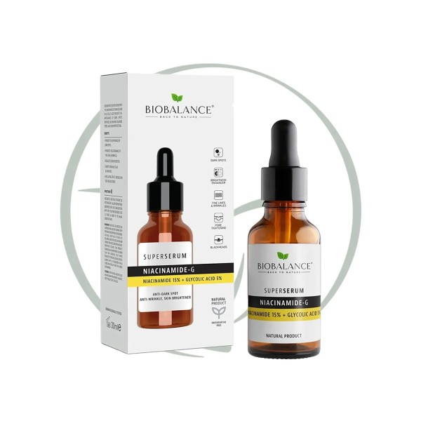 BIOBALANCE SUPER SERUM NIACINAMIDE15% + ACIDE GLYCOLIQUE5% 30ml