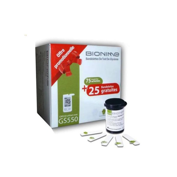 BIONIME BANDELETTES GLYCÉMIE 75 BAND+25 GRATUITES