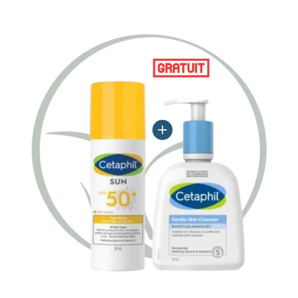 CETAPHIL SUN FACE FLUID TEINTE SPF50+ 50ML + CETAPHIL GENTLE CLEANSER 236ML OFFERT