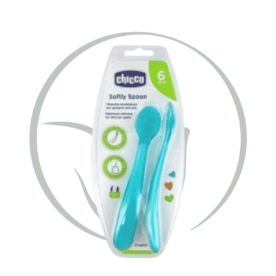 CHICCO SOFTLY SPOON 2 CUILLIERES SILICONE SOUPLES 6M+