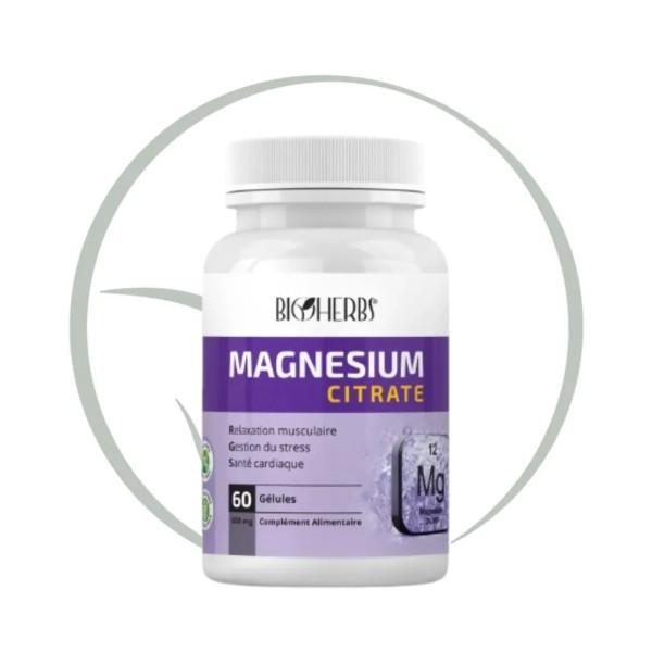 BIOHERBS MAGNÉSIUM CITRATE 60 GÉLULES
