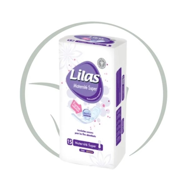 LILAS SERVIETTES MATERNITE SUPER ABSORPTION 15 PIECES