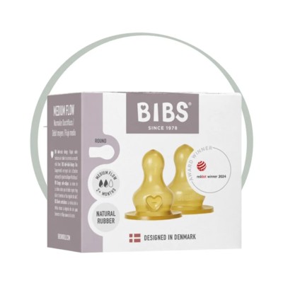 BIBS 2 TETINES RONDES LATEX BIBERON