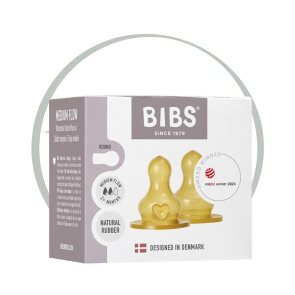 BIBS 2 TETINES RONDES LATEX BIBERON