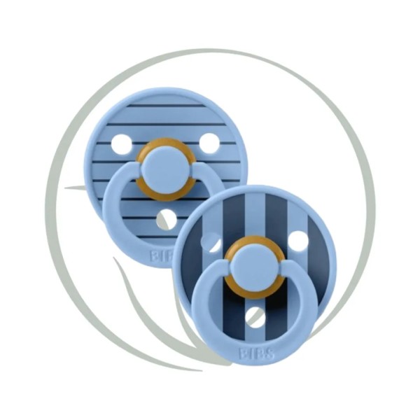 BIBS 2 SUCETTES NATURAL BLUE