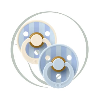 BIBS 2 SUCETTES COLOUR NATURAL RUBBER BLUE DUSTY BLUE 0M+