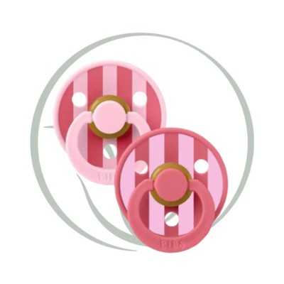 BIBS 2 SUCETTES NATURAL RUBBER BABY PINK CORAL 0M+