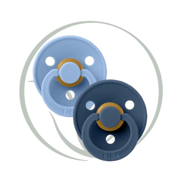 BIBS 2 SUCETTES NATURAL RUBBER BLUE