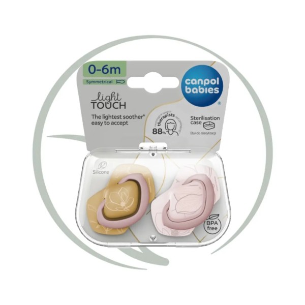 CANPOL BABIES SUCETTE LIGHT TOUCH SYMETRIQUE GOLD PINK 2 PCS