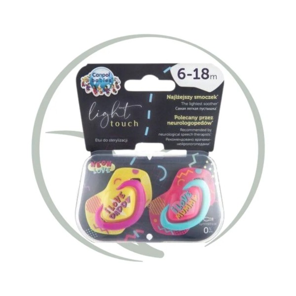 CANPOL BABIES 2 SUCETTE UNIVERSELLE 6-18M NEON LOVE 22/653