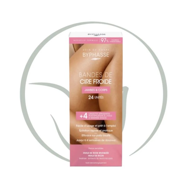 BYPHASSE BANDES DE CIRE FROIDE 24 BANDES+4 LINGETTES