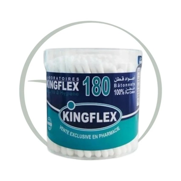 KINGFLEX BATONNETS COTON PURE 100% - BOITE DE 180 PIECES