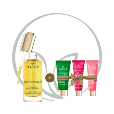 NUXE COFFRET SUPER SERUM + MERVEILLANCE LIFT + NUXURIANCE ULTRA + PRODIGIEUSE BOOST + TROUSSE OFFERTS