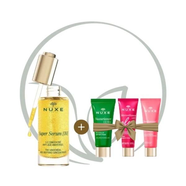 NUXE COFFRET SUPER SERUM + MERVEILLANCE LIFT + NUXURIANCE ULTRA + PRODIGIEUSE BOOST + TROUSSE OFFERTS