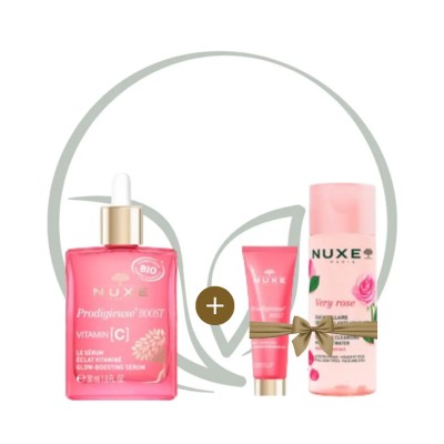 NUXE COFFRET SERUM VITAMINE C 30ML + PRODIGIEUSE BOOST + EAU MICELLAIRE + TROUSSE OFFERTES