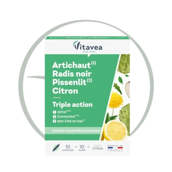 VITAVEA ARTICHAUT RADIS NOIR PISSENLIT CITRON 10 AMPOULES