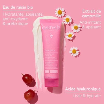 CAUDALIE VINOHYDRA CREME SORBET HYDRATANTE A L'ACIDE HYALURONIQUE ET CAMOMILLE 60ML
