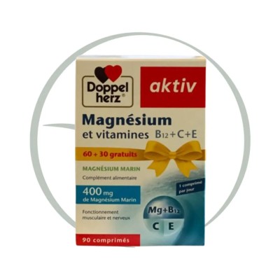 DOPPELHERZ AKTIV MAGNESIUM + VITAMINES B12+C+E - CURE 3 MOINS