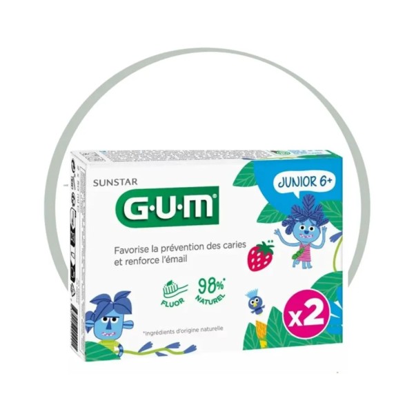 GUM JUNIOR GEL DENTIFRICE 6ANS+ 2x50ML