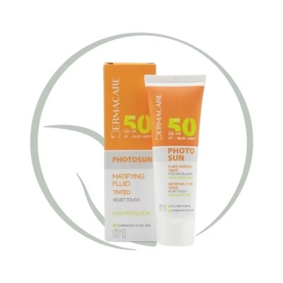 DERMACARE PHOTOSUN FLUIDE MATIFIANT TEINTÉ SPF50 PEAUX NORMALES À SÈCHES 50 ML