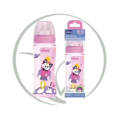 CHICCO BIBERON WELL BEING PLASTIC ROSE 4M+ 330ML