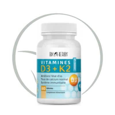 BIOHERBS VITAMINES D3+K2 60 GÉLULES