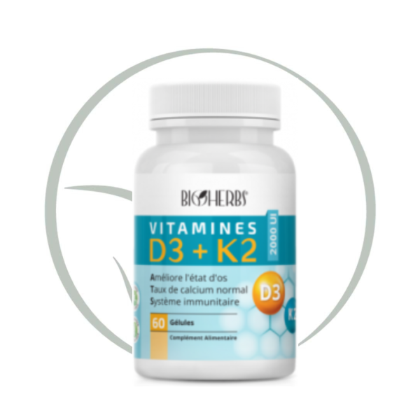 BIOHERBS VITAMINES D3+K2 60 GÉLULES