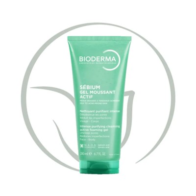 BIODERMA SEBIUM GEL MOUSSANT ACTIF 200ML PEAUX GRASSES A TENDANCE ACNEIQUE