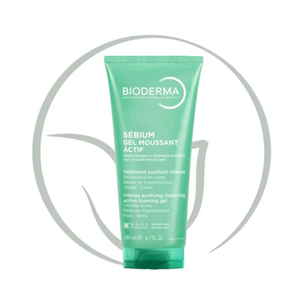 BIODERMA SEBIUM GEL MOUSSANT ACTIF 200ML PEAUX GRASSES A TENDANCE ACNEIQUE