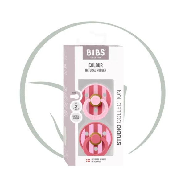 BIBS 02 SUCETTES COLOUR NATURAL BLOCK PINK CORAL MIX SIZE 2 6M+