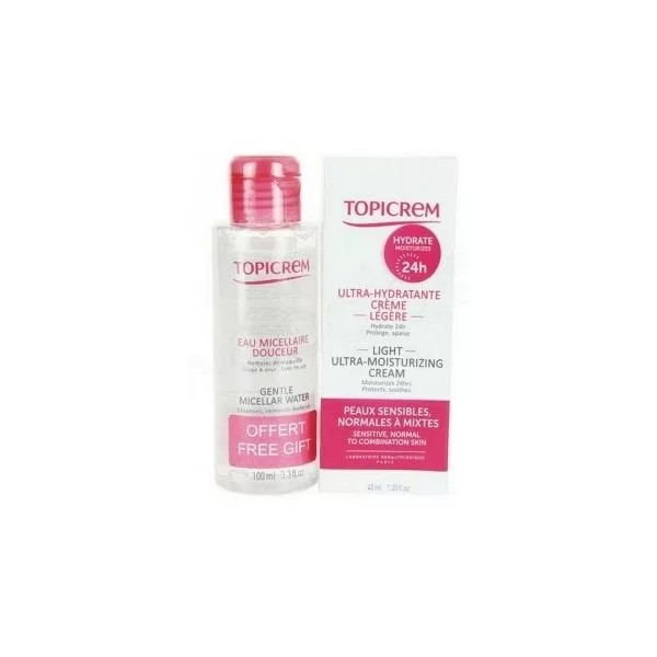 TOPICREM CREME ULTRA HYDRATANTE LEGERE, 40ML+ EAU MICELLAIRE OFFERT 100ML