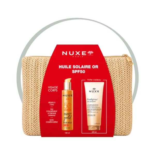 NUXE HUILE SOLAIRE OR SPF50 + LAIT DE CORPS SUBLIMATEUR ET TROUSSE OFFERTES