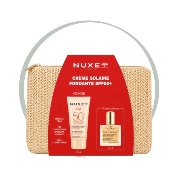 NUXE CREME SOLAIRE FONDANTE SPF50+ + HUILE PRODIGIEUSE ET TROUSSE OFFERTES