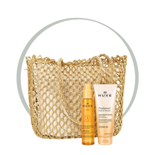 NUXE HUILE SOLAIRE BRONZANTE SPF50 + HUILE DE DOUCHE ET SAC DE PLAGE OFFERTS