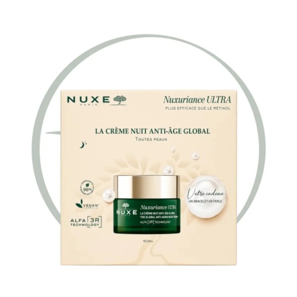 NUXE COFFRET CREME DE NUIT ANTI AGE GLOBAL 50ML + BRACELET EN PERLE OFFERT