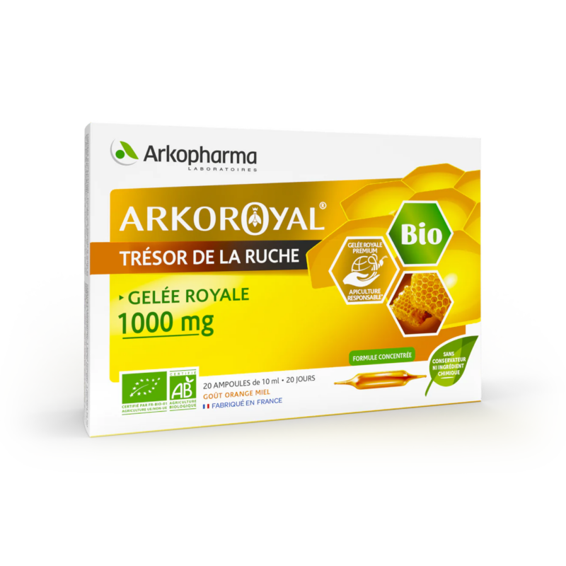 ARKOPHARMA ARKOROYAL GELÉE ROYALE BIO 1000 MG 20 AMPOULES-anais-parapharmacie