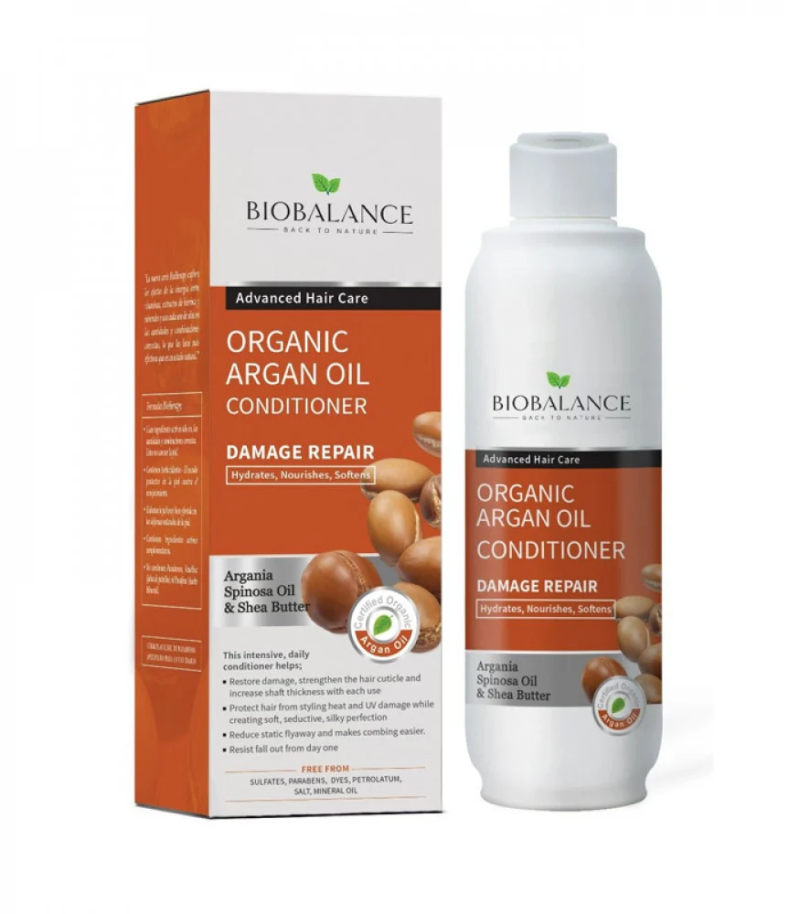 biobalance organic apres shampoing huile d'argan 330ml