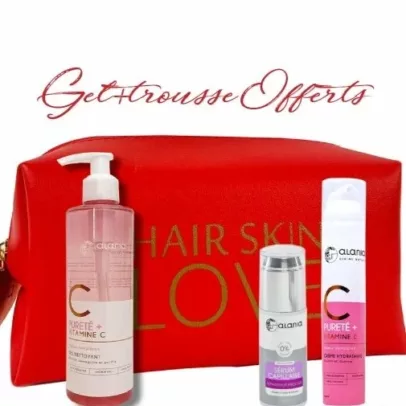 ALANIA TROUSSE VANITY Creme Hydratante + Serum Capillaire + gel Nettoyant 150ML OFFERT